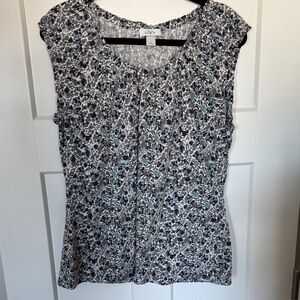 LOFT Outlet Women's Patterned Blouse - Black and Blue